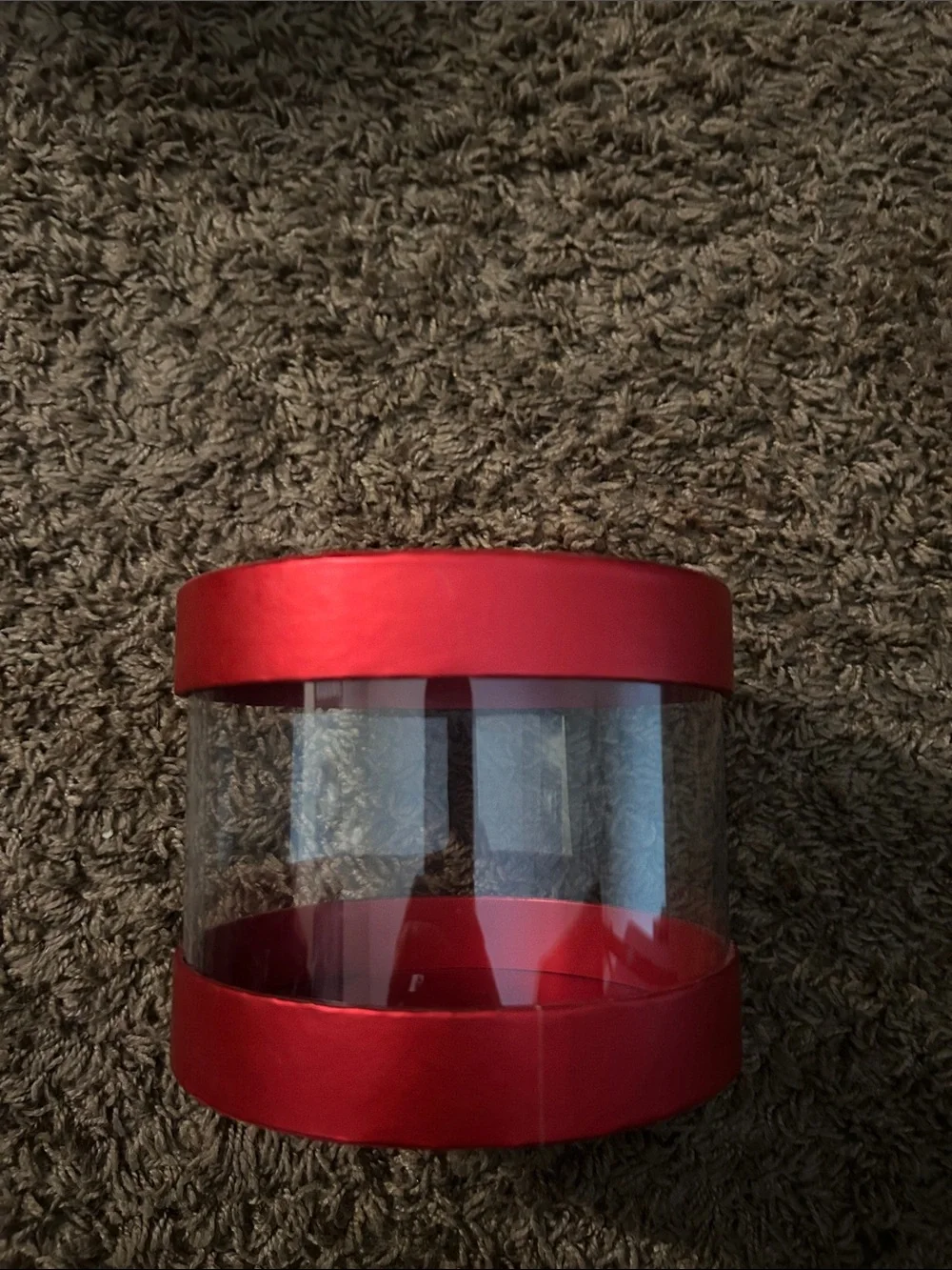 Lord & Taylor Red Round Decorative Box with Script Logo